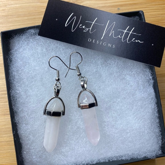 West Mitten Designs Jewelry - 💕Rose Quartz Pendant Earrings